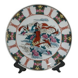Antigo Prato De Parede Em Porcelana Oriental - R 10845
