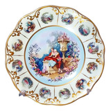 Antigo Prato Elevado Porcelana