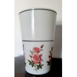 Antigo Vaso Em Vidro Opalinado Com Apliques De Rosas. Lindo!