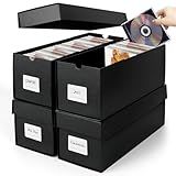 Aobople Caixas De Armazenamento De Cd, Pacote Com 4 Caixas De Armazenamento De Cd, 33 X 14 X 13,5 Cm, Suporte De Caixa De Cd Com Tampa, Comporta 30 Cds Em Estojos Inteiros De Joias, 60 Cds Em Capas