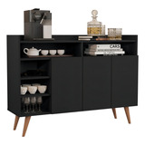 Aparador Buffet Balcão Cantinho Do Café Retro Celta   Preto