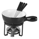 Aparelho De Fondue 8pç Para Queijo De Cerâmica Preto Lyor