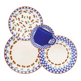 Aparelho De Jantar cha 20pcs Jardim De Cerejas Biona Cor Azul Cereja