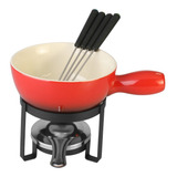 Aparelho Fondue 8 Pçs Para Queijo De Cerâmica Vermelho Lyor