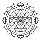 Aplique De Parede Vazado Mandala Sri Yantra Mdf Preto 45cm