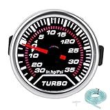 Aramox Turbo Boost Gauge, Universal 52mm Turbo Boost Gauge Vacuum Pressure Meter 35psi Smoke Tint Lens Led Dial