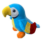 Arara De Pelúcia 25c Fofinha Azul Aves Fofas Decorativas