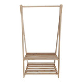 Arara Roupas C/ Estante Para Comércio 170cm Estilo Retro Cor Madeira Pinus Lixada
