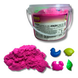 Areia Mágica Cinética Colorida Modelar Brinquedo Forminhas Cor Rosa chiclete