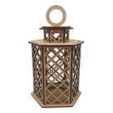 Arendela Lanterna Porta Vela Led Sextavada Mdf Vazada 20x10