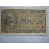 Argentina 1 Cédula De 1951 50 Centavos Peso Muito Antiga Mbc