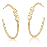 Argola Lisa Zircônia Brancas Semi Joia Banhada A Ouro 18 K