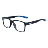 Armação Masculina Óculos Quadrado Grau Ou Lupa De Descanso Cor Preto azul jc1029