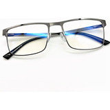 Armação Óculos Grau Metal Aço Resistente Bloqueador Luz Azul Cor Cinza Grafite Metálico Tamanho Armação Masculina Premium