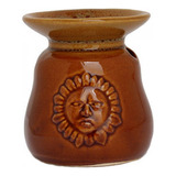 Aromatizador Recho Cerâmica Marrom Sol 8cm Vela Aromaterapia