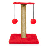 Arranhador Para Gatos Poste Com Brinquedo Duplo Exclusivo Cor Vermelho