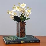 Arranjo De Mini Orquídeas Brancas Artificial Em Vaso De Vidro Transparente