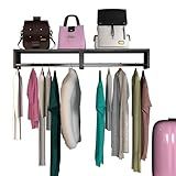 Artmovelar - Kit De 2 Cabideiros Com Tampo - Kit De Tampo E Tubo Para Cabideiro De Parede - Cabide De Parede Em Madeira Mdf, Organizadores De Roupas Para Parede E Guarda-roupas - Preto, 50x25x12