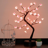 Árvore Abajur Decoração Flor Quarto Sala 36 Leds Pilha Usb Cor Da Cúpula Branco rosa Cor Da Estrutura Marrom 110v 220v