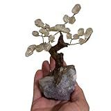 Árvore Bonsai Da Felicidade Quartzo Translucido Cristal