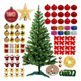 Arvore De Natal Decorada 1 50cm 140 Enfeites Com Pisca Cor Verde Pisca