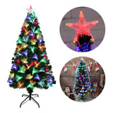 Árvore De Natal Fibra Ótica Leds Coloridos Com Estrela 90cm