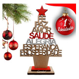 Árvore De Natal Luzes Madeira Desejos Fé Paz Amor Saúde Cor Marrom claro