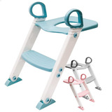 Assento Redutor Infantil Com Escada Para Vaso Sanitário Cor Azul Liso