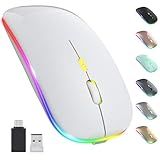 【atualização】 Mouse Sem Fio De Led, Mouse Silencioso Fino 2,4g Portátil Móvel óptico Para Escritório Com Usb E Receptor Tipo C, 3 Níveis De Dpi Ajustáveis Para Notebook, Pc, Laptop,