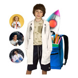 Avental Branco Masculino Infantil Labor Escolar Manga Longa