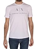 Ax Armani Exchange Camiseta Masculina Com Logotipo De Gola Redonda, Branco, G