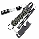 Ayin Acionador De Fogo De Pederneira Perfurado De Ferrocério De Sobrevivência Tático De 10 Cm, Kit De Haste De Ferro Com Alça De Cordão De Paracord, Striker, Aba De Algodão Em Anel Vedado E Clipe De
