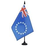 Az Bandeira De Mesa Ilhas Cook Bandeira De 5 Polegadas X 8 Polegadas - Bandeira De Cozinha Ilha Mesa 21 X 14 Cm - Bastão De Plástico Preto E Base