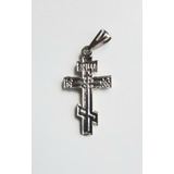 B. Antigo - Pingente Crucifixo Ortodoxo Em Metal Prateado