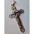 B  Antigo   Suntuoso Crucifixo Italiano Em Metal Prateado Cp
