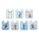 Babador Bebe Impermeavel Menino Mickey Kit 7 Und Algodão Cor Azul Tamanho Un