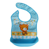 Babador De Silicone Bebê Impermeável Migalhas Infantil Cor Urso Azul