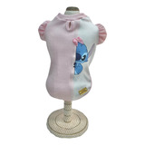 Baby Look Branca E Rosa Bebê Stitch Para Cachorro E Gato