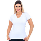 Baby Look Camiseta Feminina Básica Lisa Algodão Branco