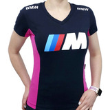 Baby Look Feminina Bmw Motorsport Preta Com Rosa
