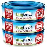 Babybreeze Sacos De Recarga De Balde De Fraldas Compatíveis Com Playtex Baldes Genie Para Absorção De Odor Sacos De Lixo Para Eliminação De Fraldas - 840 Unidades (pacote Com 3)