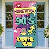 Back To The 90's Door Banner | Decorações De Festa Retrô Dos Anos 90 Para Homens E Mulheres | Pano De Fundo Para Porta De Aniversário De Hip Hop Dos Anos 90 | Back To The 90s Door Cover Photo Booth