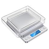 Balança Digital De Precisão 0 1g Até 2kg Com Visor Luminoso  Sensores De Alta Precisão E Pesagem Em Diferentes Unidades De Medidas Com 2 Bandejas E Pilhas