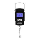 Balança Portátil Digital De Precisão 50kg Para Mala De Viagem, Pesca E Despacho – Balança De Mala Compacta, Gancho De Metal, Visor Lcd Retroiluminado – Ideal Para Viagens, Pescarias E Mercadorias