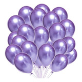 Balão Bexiga Metalizado 9 Polegadas Varias Cores 25 Unid - Cor Lilás