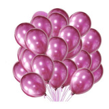 Balão Bexiga Metalizado 9 Polegadas Varias Cores 25 Unid -nf Cor Rosa