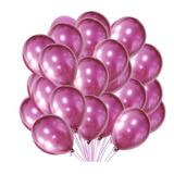 Balão Bexiga Metalizado 9 Polegadas Varias Cores 25 Unid nf Cor Rosa