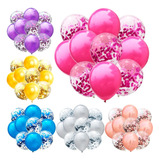 Balão Bexiga Metalizado Cristal C/ Confete 10 Peças - Festa