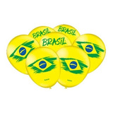 Balão-bexiga Verde Amarelo Copa Do Mundo Brasil - 25unidades