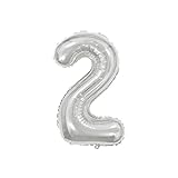 Balão De Número Metalizado Prata Gigante - 75 Cm (clique E Escolha Seu Número) (2, Prata)